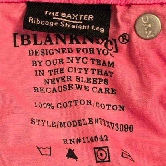 BlankNYC Womens Baxter 28 Pink Jeans Ribcage Hi-Rise Straight Leg Raw Hem Denim - Picture 3 of 9